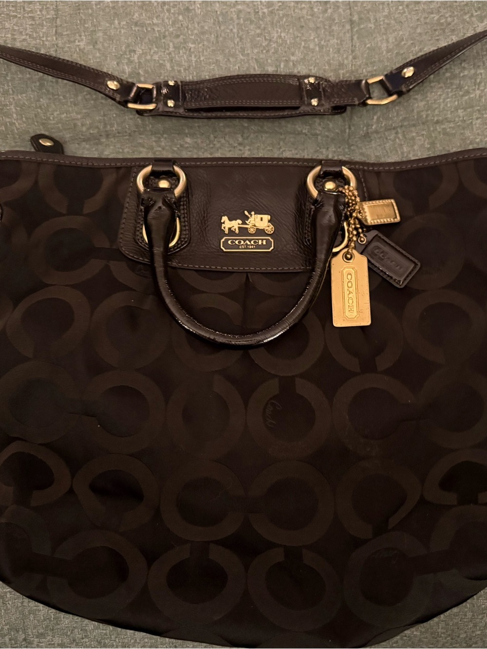 Coach Madison Julianne Large Black Purse Zipper Top Tote
